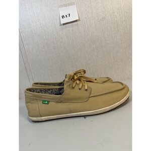 Sanuk Mens KNOCK OUT NATURAL WASHED Lace Up Casual Boat Shoe size 12